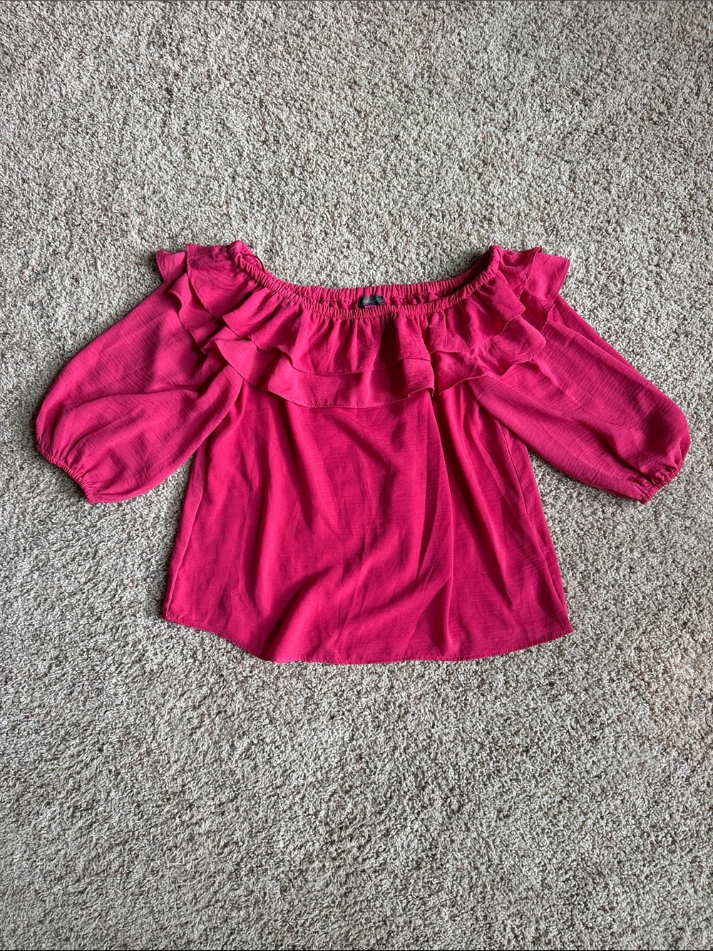 Vince Camuto Hot Pink Off-Shoulder Ruffle Blouse
